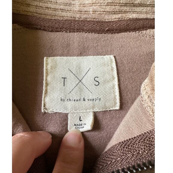 Thread & Supply Tan Cozy Quarter Zip Sweatshirt Size Large - Picture 2 of 8